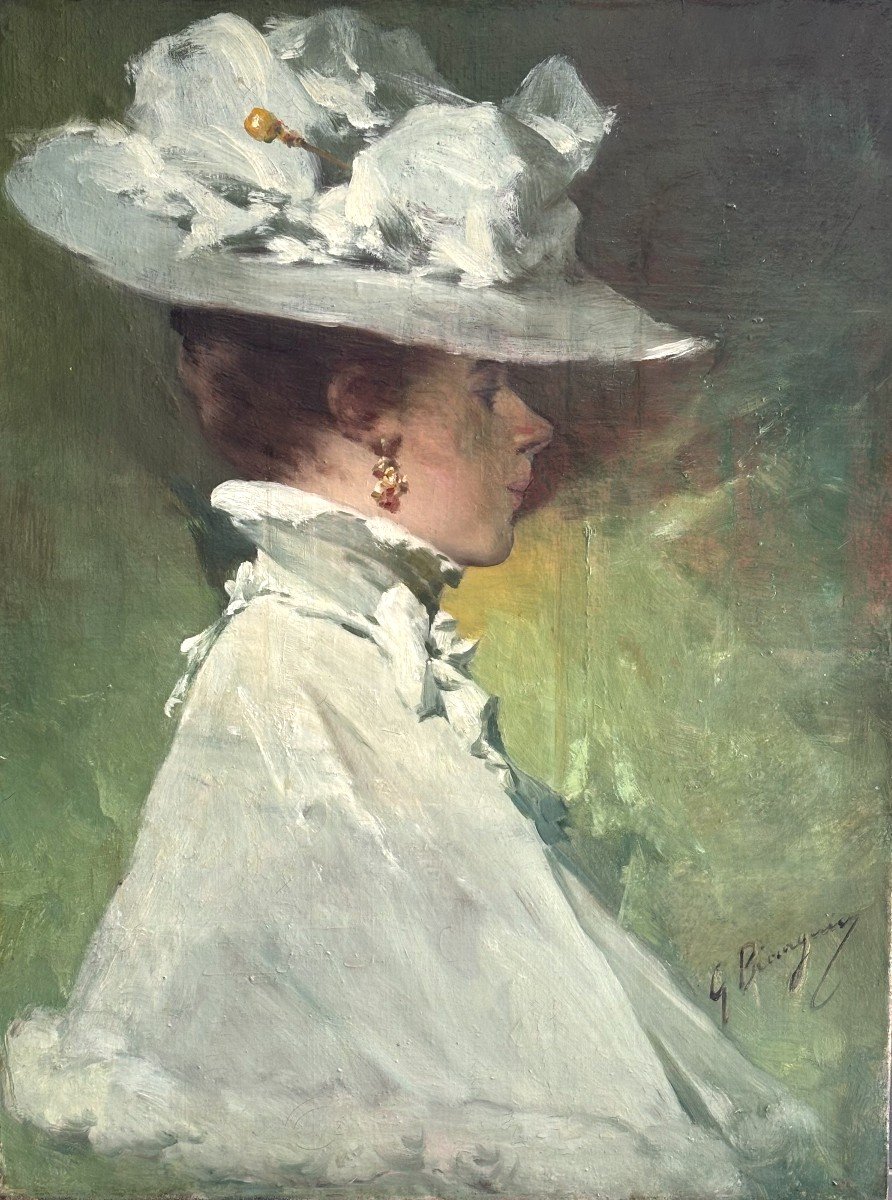 Gabriel Beringuier (toulouse 1842-1913), Portrait Of An Elegant Jeweled Lady, Oil On Canvas