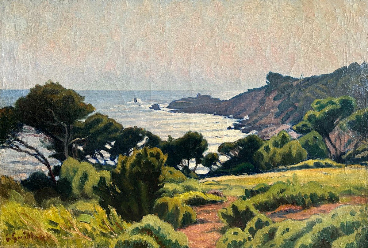 Charles Guilloux (1866-1946), Bord De Mer : La Pointe De La Cride à Sanary Sur Mer, Huile