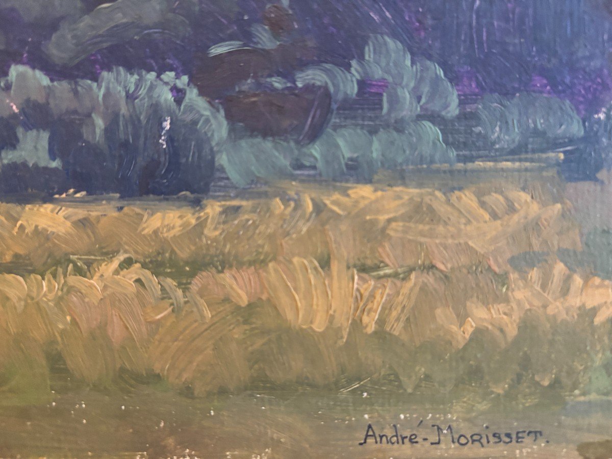 André Morisset (né En 1876) , Pins Parasol Au Soleil Couchant, Huile, Symbolisme-photo-4