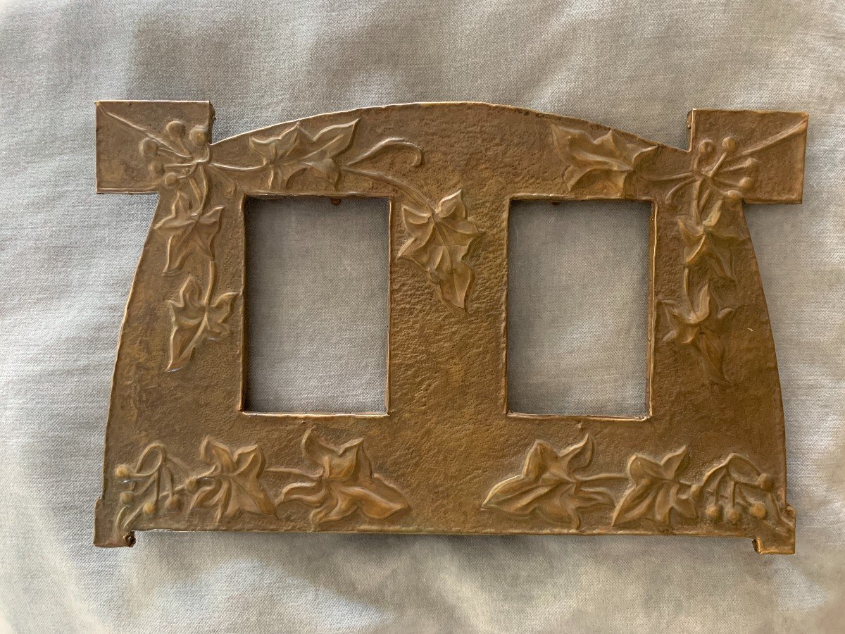 Small Art Nouveau Ivy Motif Photo Frame, Repoussé Metal