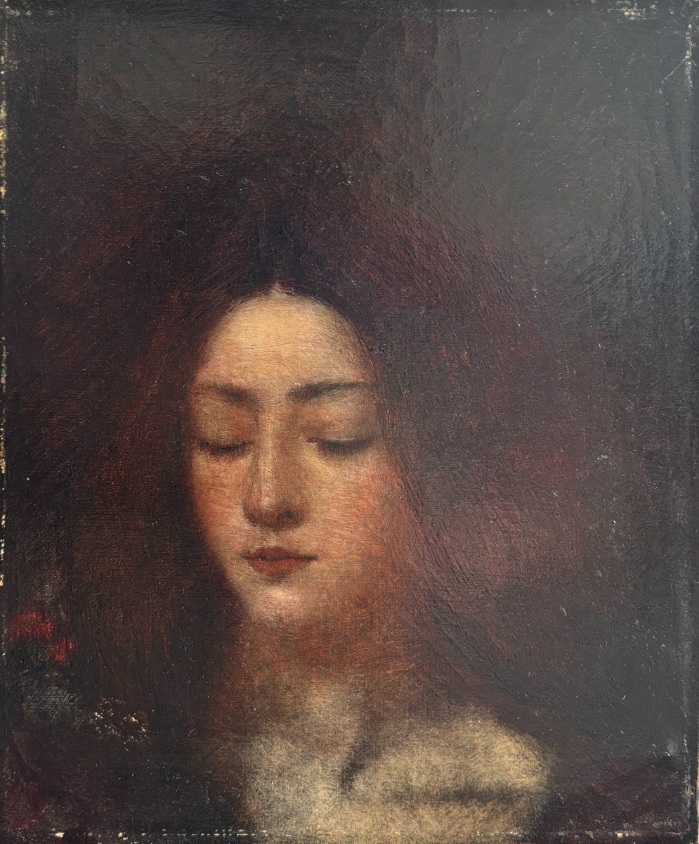 English Symbolist School, Portrait Of A Woman, Oil On Canvas