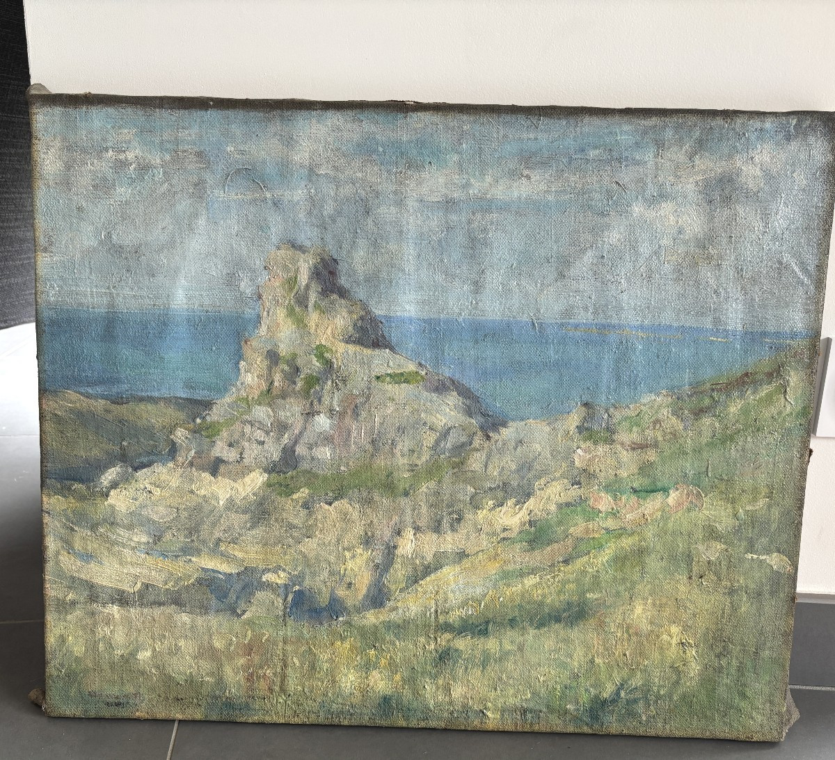 20th Century French School, Seaside: Rock At Erquy In Brittany, Oil On Canvas-photo-2
