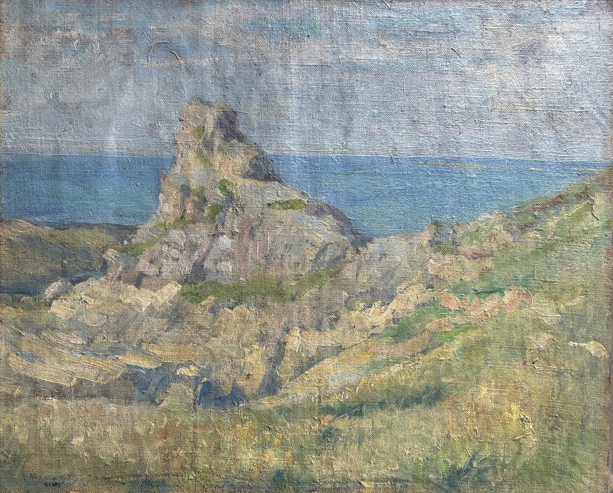 20th Century French School, Seaside: Rock At Erquy In Brittany, Oil On Canvas