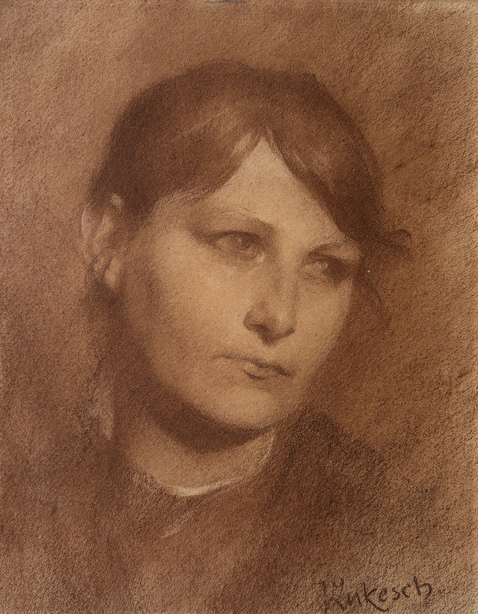 Czech Or Austrian School, Portrait Of A Woman, Drawing, Art Nouveau-photo-2