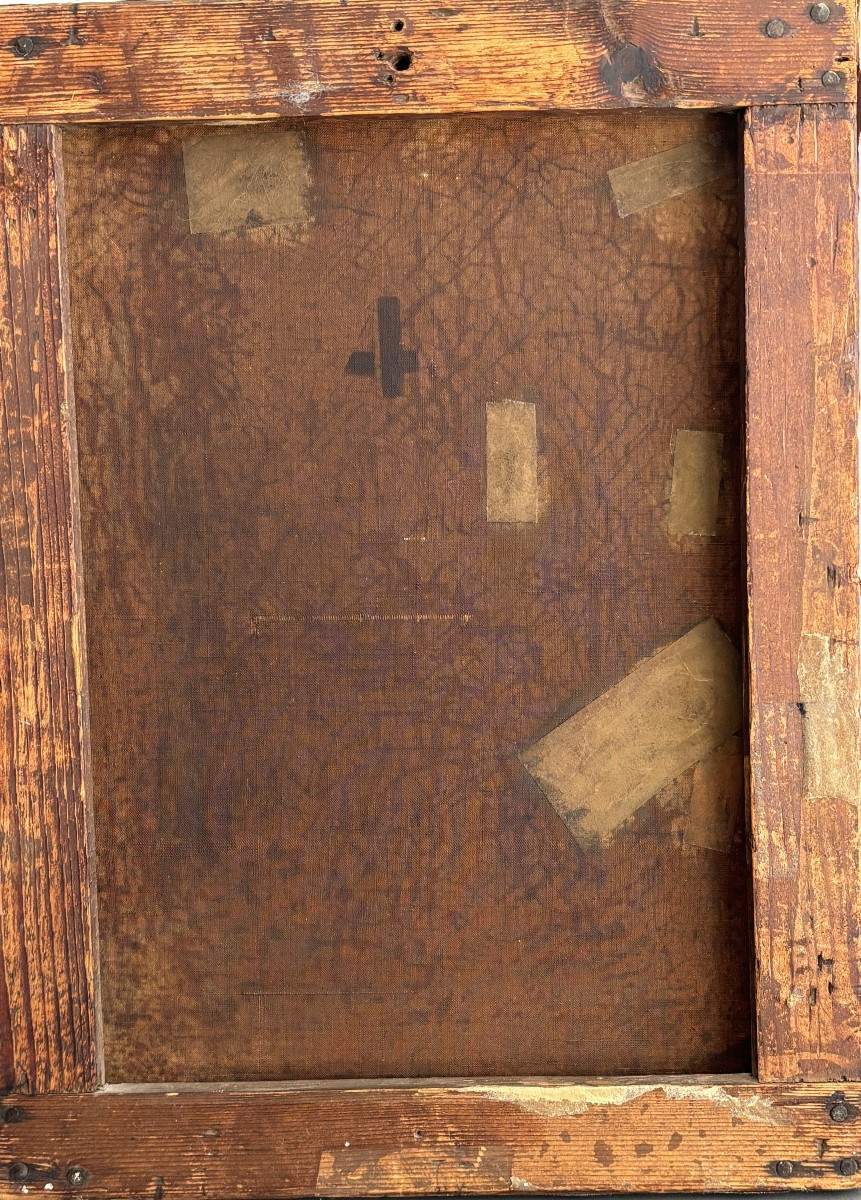 Ecole Française Du XIXe Siècle, Jeune Femme épluchant Des Légumes, Huile Sur Toile, 79?-photo-3