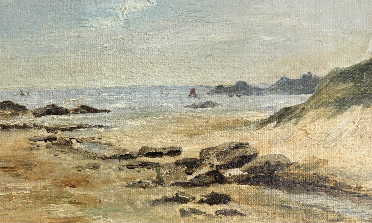 Marthe Lucas (1877-1960), Plougoulm, en face de l'ile de Sieck en Bretagne, 1901, Huile papier-photo-3