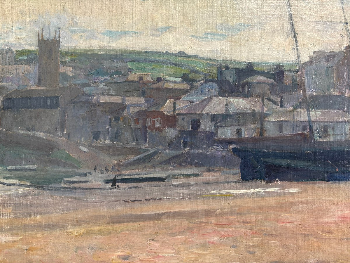 William Laparra (bordeaux 1873-1920), The Port Of Saint Ives In Cornwall, England, Oil-photo-2