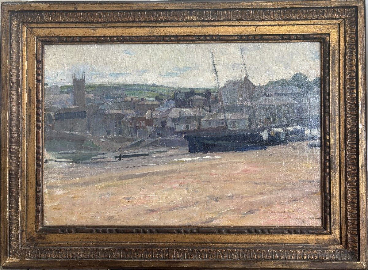 William Laparra (bordeaux 1873-1920), The Port Of Saint Ives In Cornwall, England, Oil-photo-2