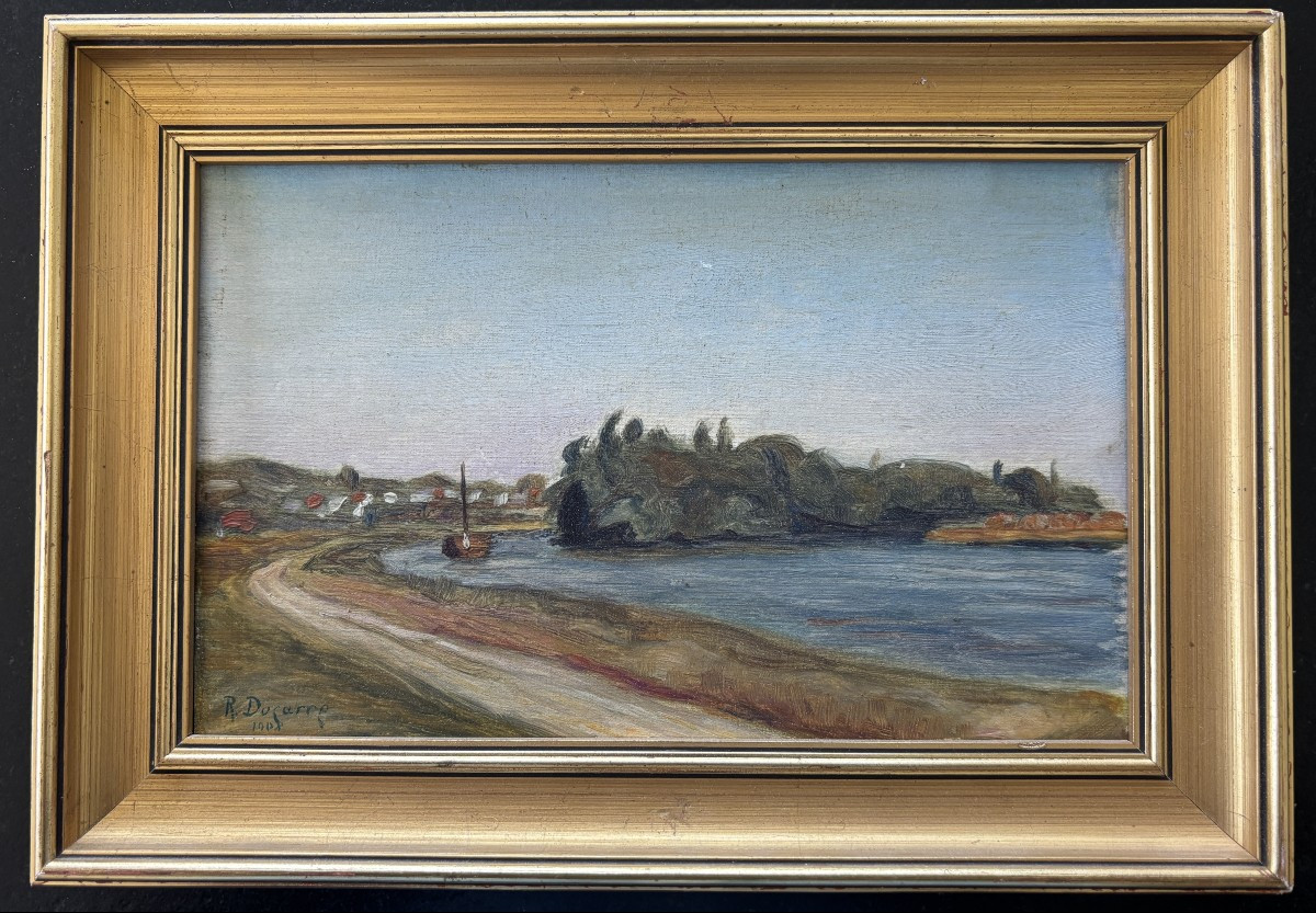 Roland Ducarré (1890-1914), Landscape: The Banks Of The Oise At Persan-beaumont, Oil -photo-2