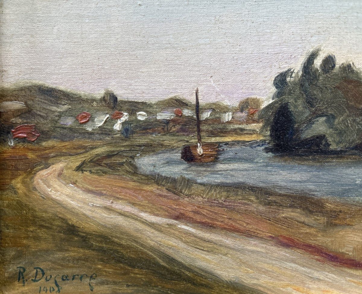 Roland Ducarré (1890-1914), Landscape: The Banks Of The Oise At Persan-beaumont, Oil -photo-1