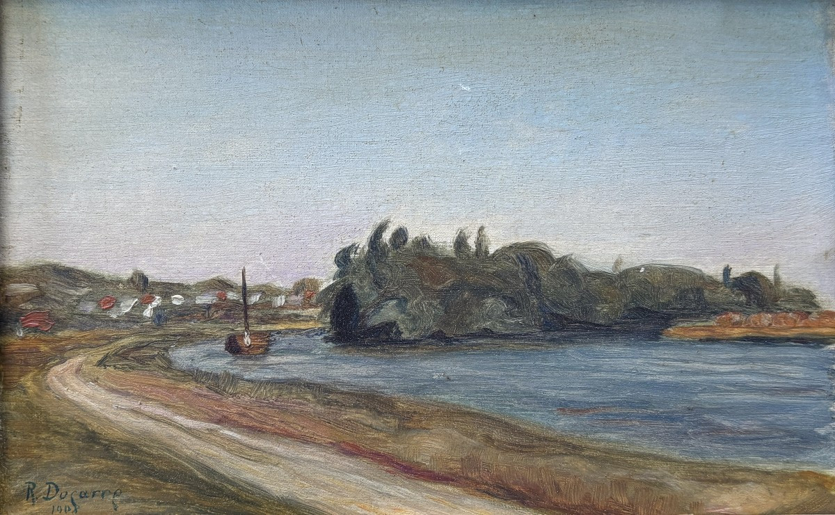 Roland Ducarré (1890-1914), Landscape: The Banks Of The Oise At Persan-beaumont, Oil 