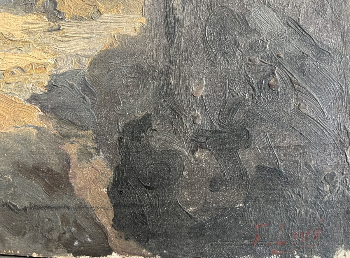 Frédéric Levé (1877-1968), Rochers à Grandville en Normandie, Huile sur panneau-photo-3