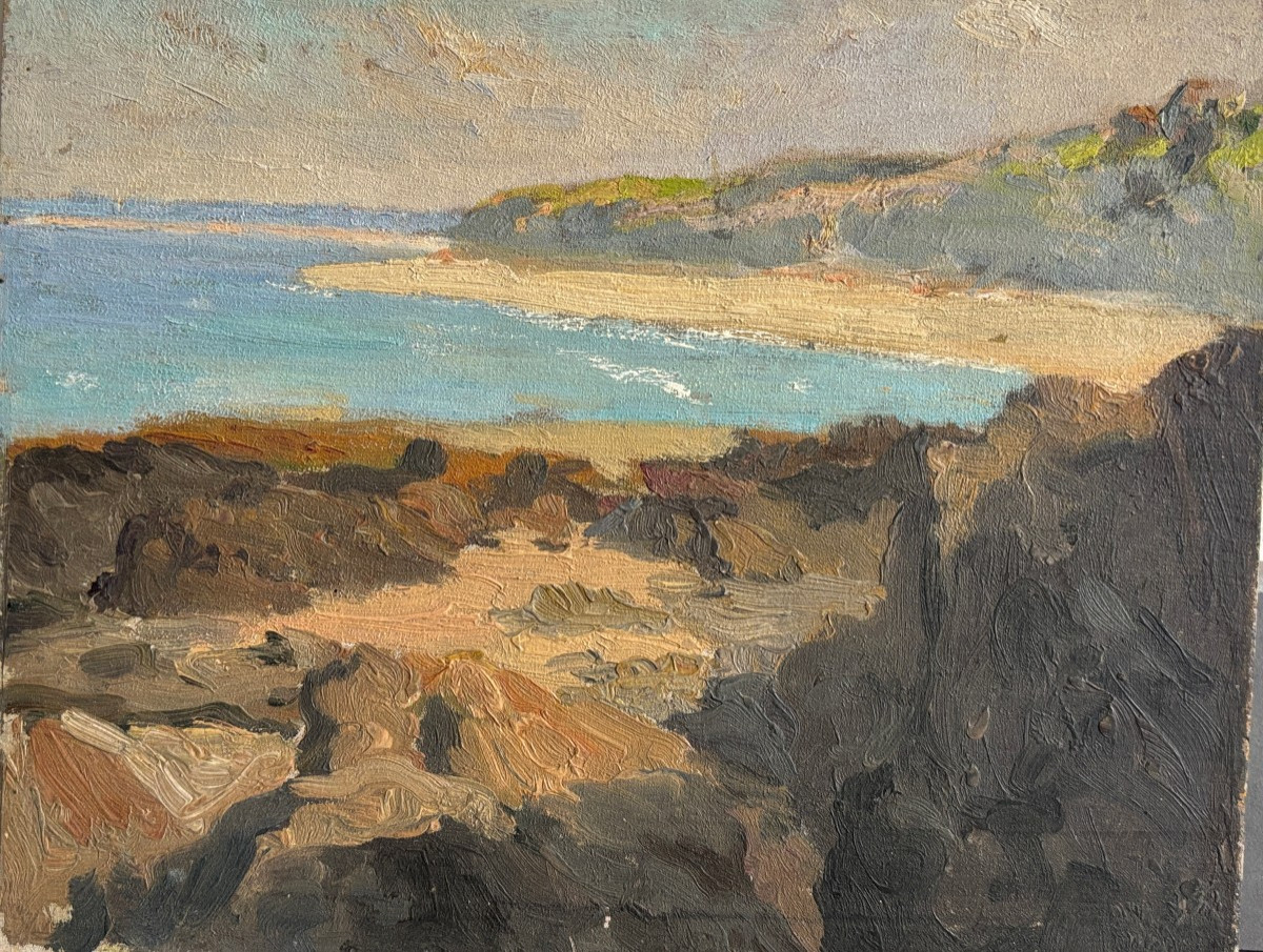 Frédéric Levé (1877-1968), Rochers à Grandville en Normandie, Huile sur panneau