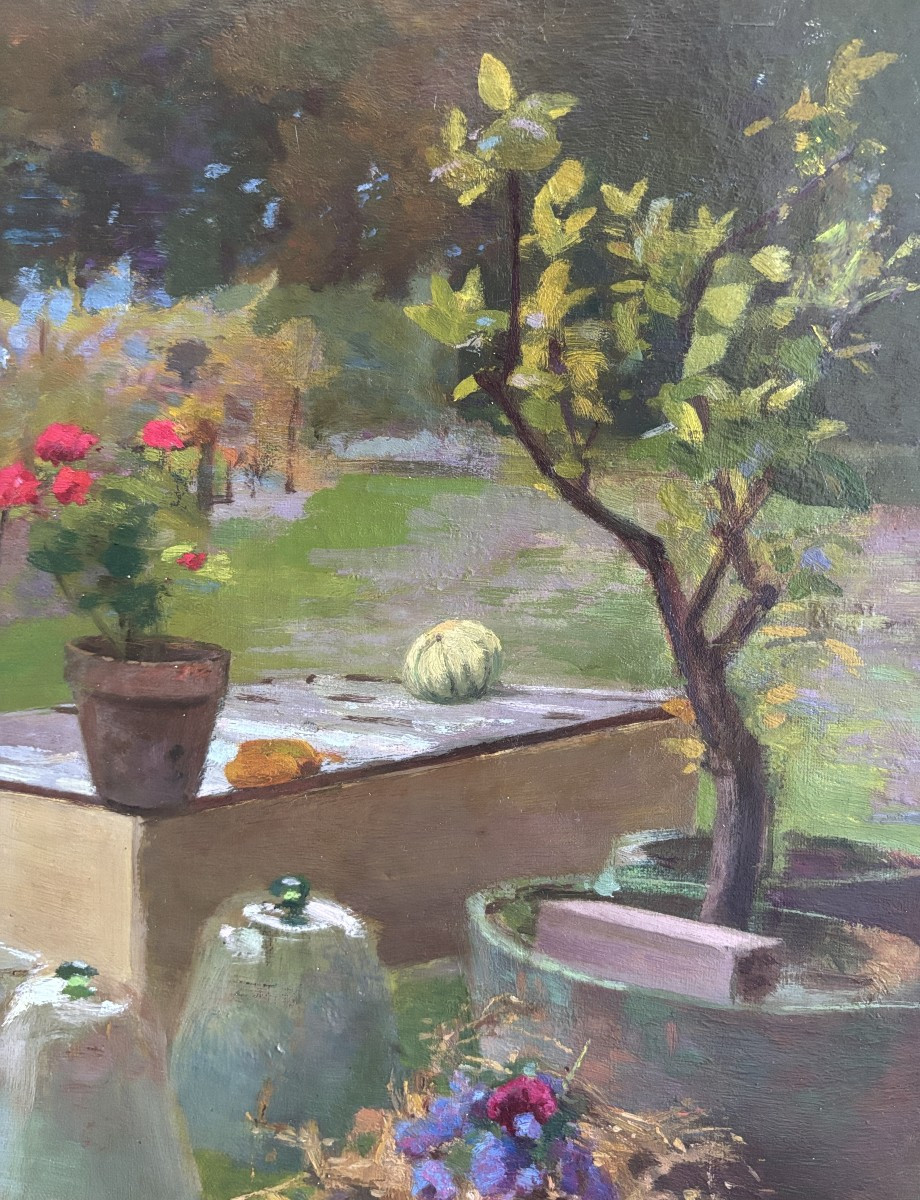Attributed To Théodore Klotz-dürrenbach (1890-1959), Corner Of The Vegetable Patch And Garden, Oil On Canvas 1911-photo-3