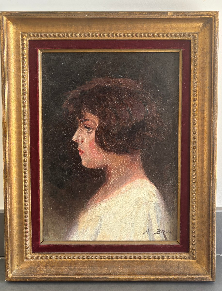 Alexandre Brun (marseille 1853-1941), Portrait Of A Young Girl In Profile, Oil On Canvas-photo-3