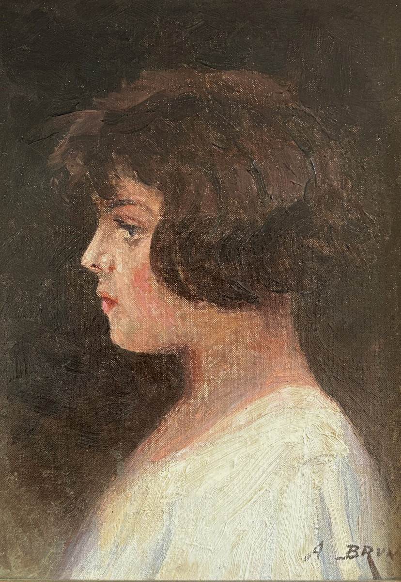 Alexandre Brun (marseille 1853-1941), Portrait Of A Young Girl In Profile, Oil On Canvas