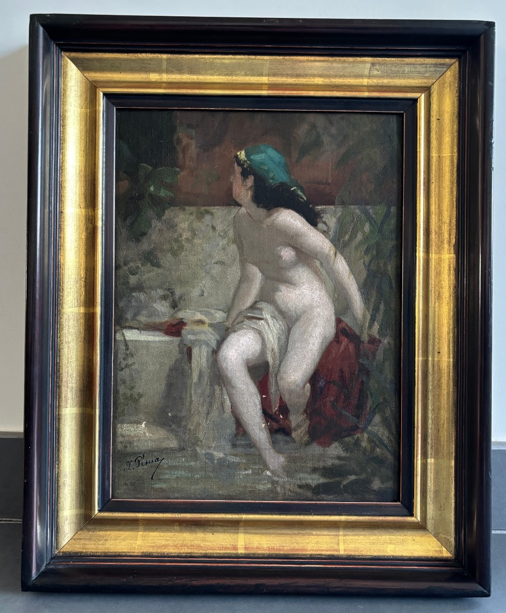Léon Jean Pétua (1846-1921), Sketch For Suzanne In The Bath, Oil, 1880 Salon-photo-1