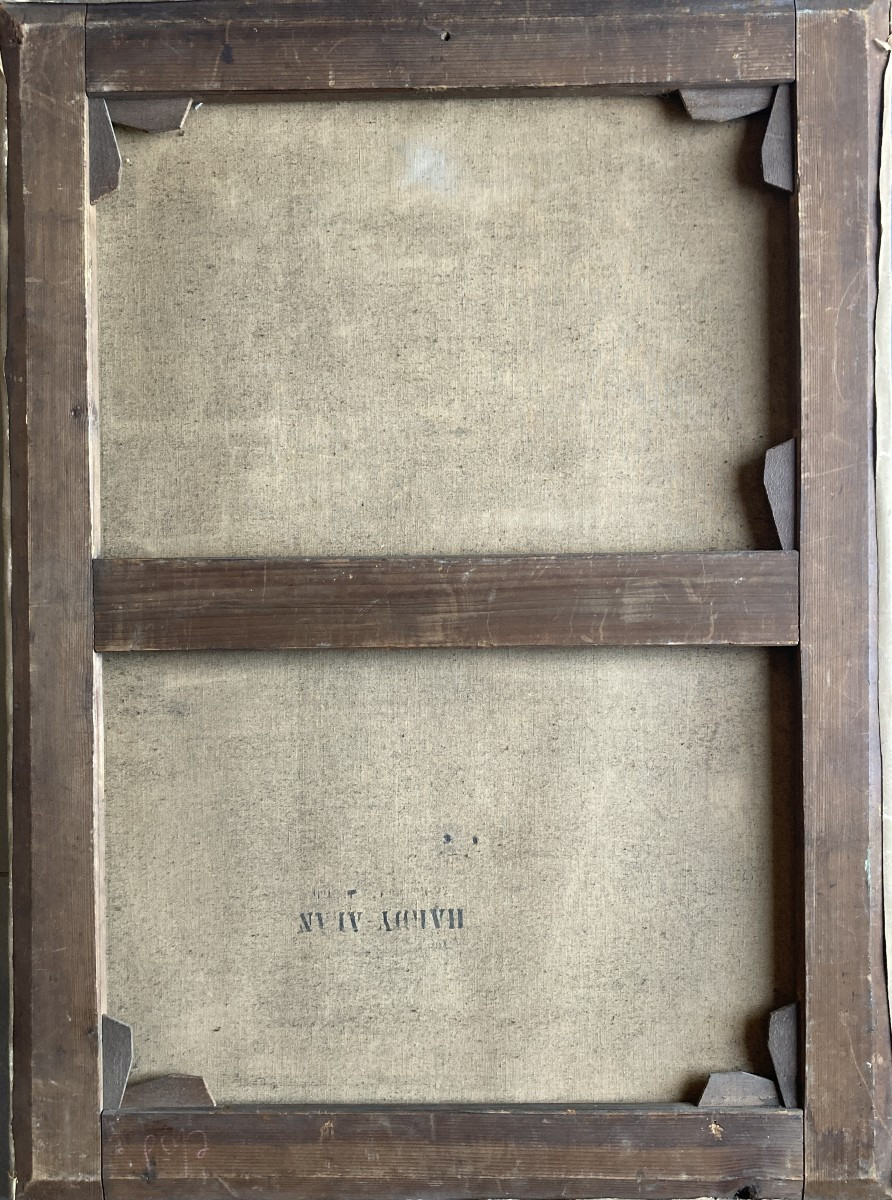 Ecole Française Vers 1900, La cueillette ou nu de dos, huile sur toile, étude-photo-1