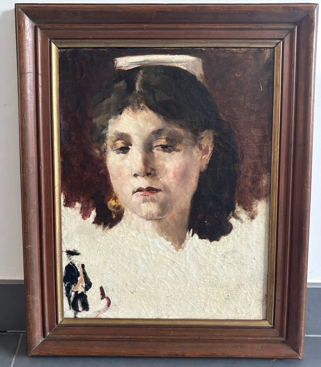 19th Century School, In The Style Of Joao Marques De Oliveira, Portrait Of An Arlesian Or Roman Woman, Oil -photo-4