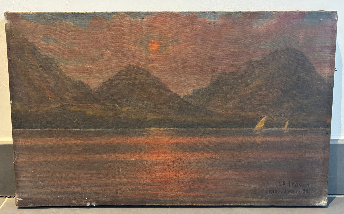 Charles Froment (19th-20th Century), The Bay Of Rio De Janeiro In Brazil, Oil On Canvas-photo-1