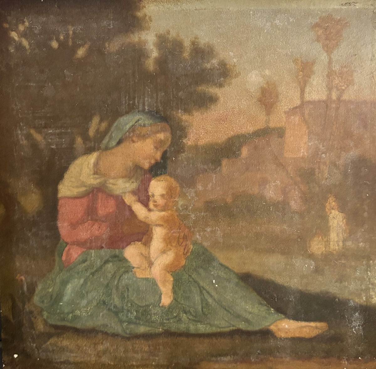 French School, Late 19th Century, Virgin And Child, Oil On Panel