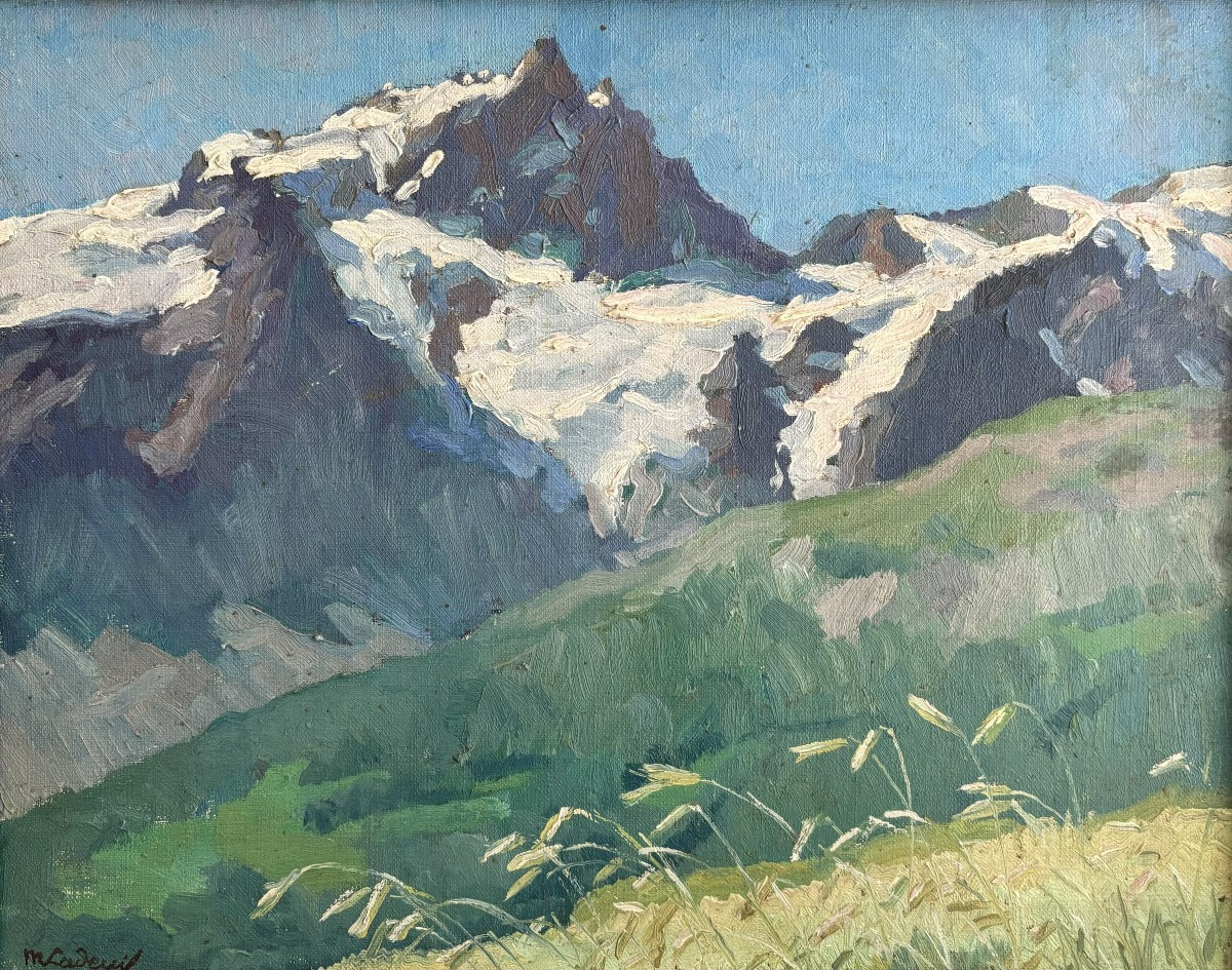Marcelle Ladeuil (1895-1983), La Meije: Mountain In The écrins Massif, Oil On Canvas-photo-2