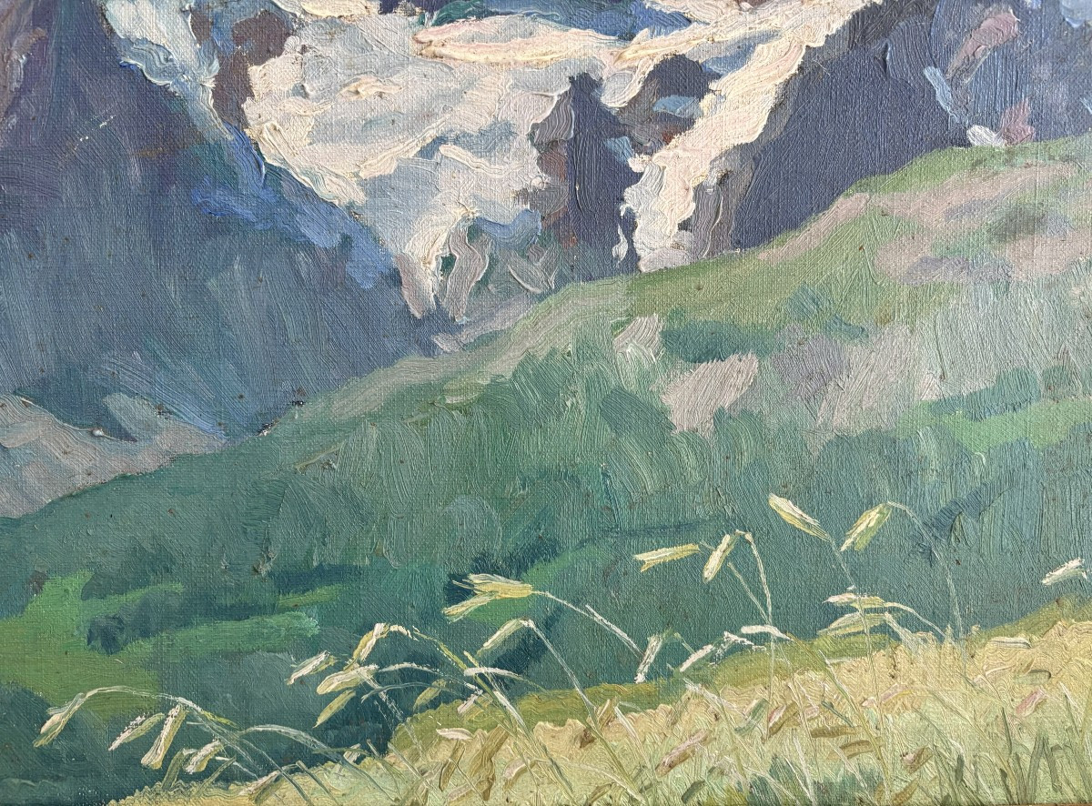 Marcelle Ladeuil (1895-1983), La Meije: Mountain In The écrins Massif, Oil On Canvas-photo-3