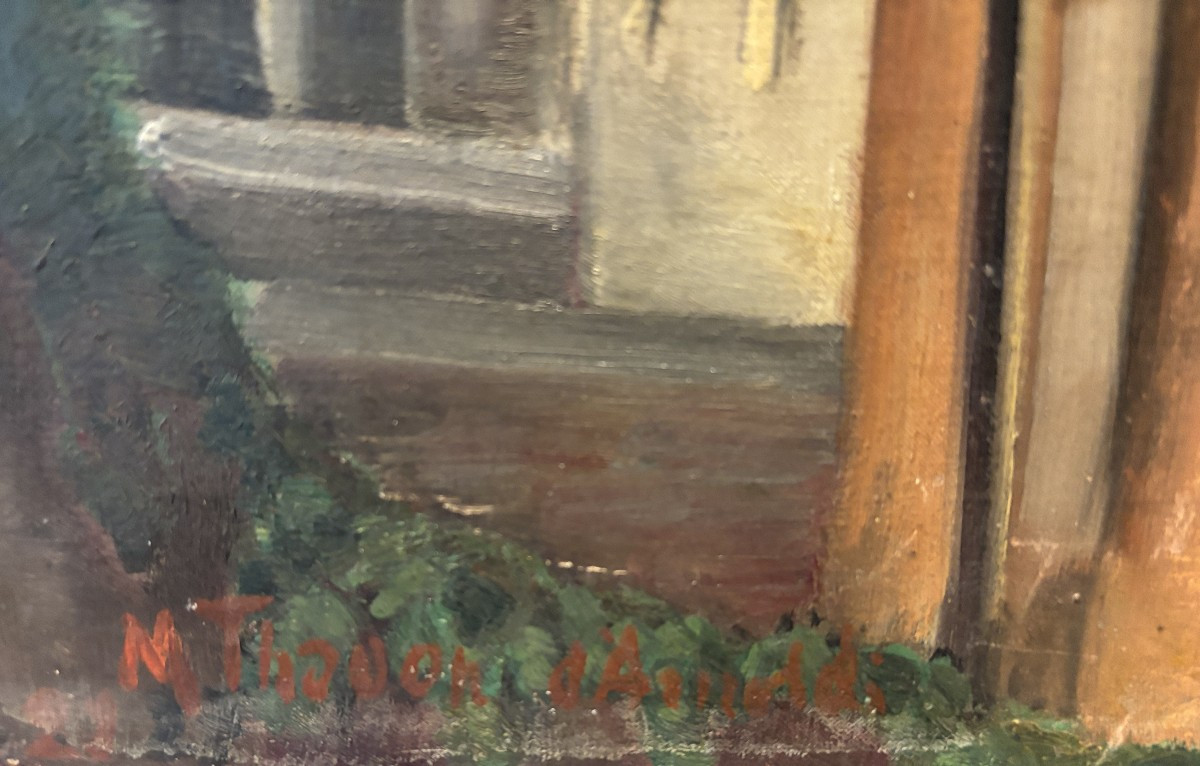 Mara Tahon d'Arnoldi (XXe), Paysage urbain, huile sur toile, Amis des Arts de Pau-photo-2