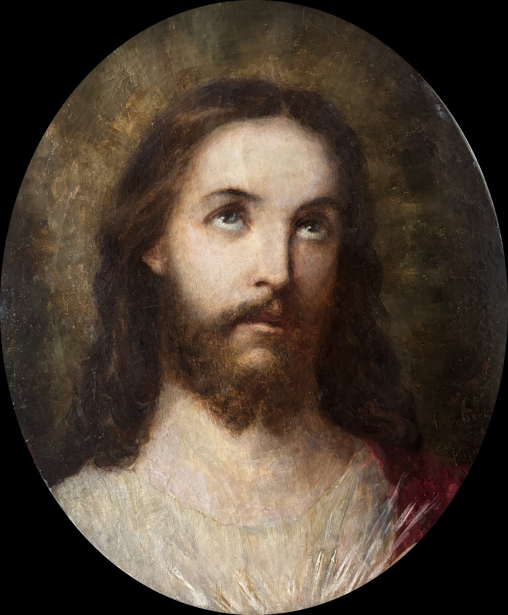 Julia Beck (Stockholm 1853 - Vaucresson 1935), Tête de Christ, Huile sur toile, 1915, Suède-photo-2