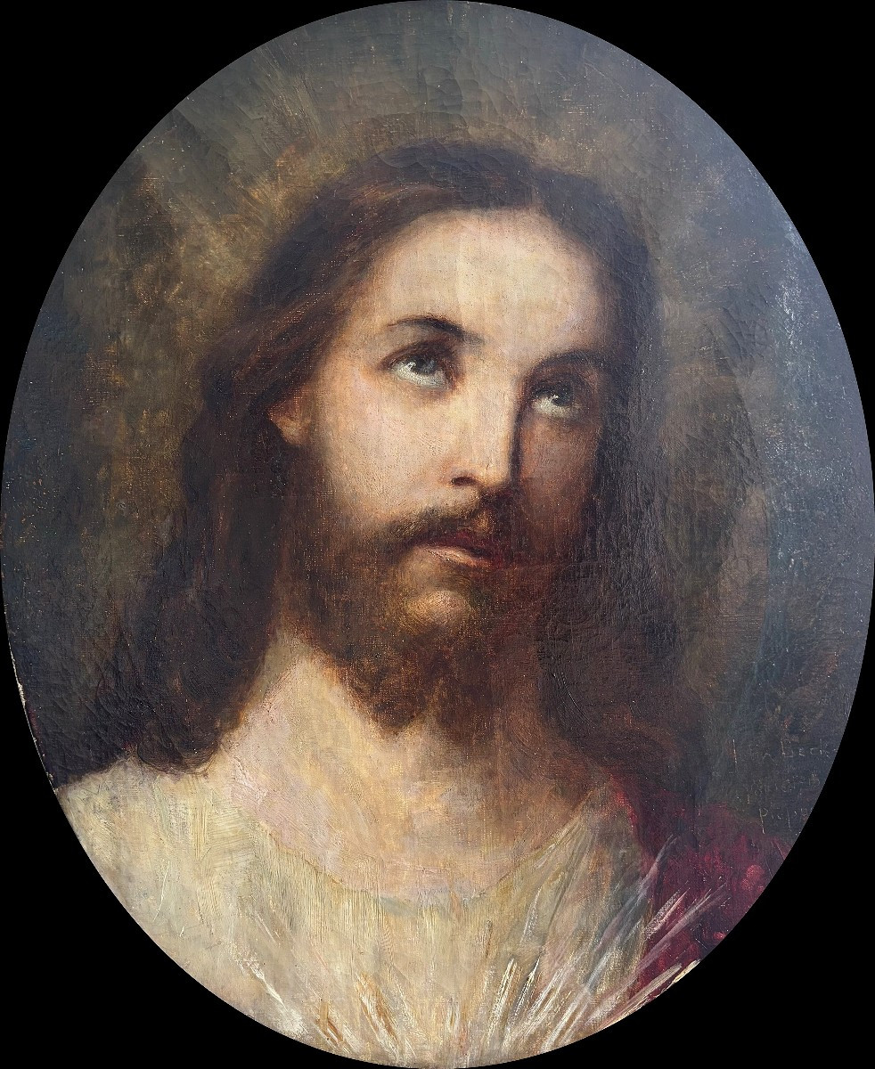 Julia Beck (Stockholm 1853 - Vaucresson 1935), Tête de Christ, Huile sur toile, 1915, Suède