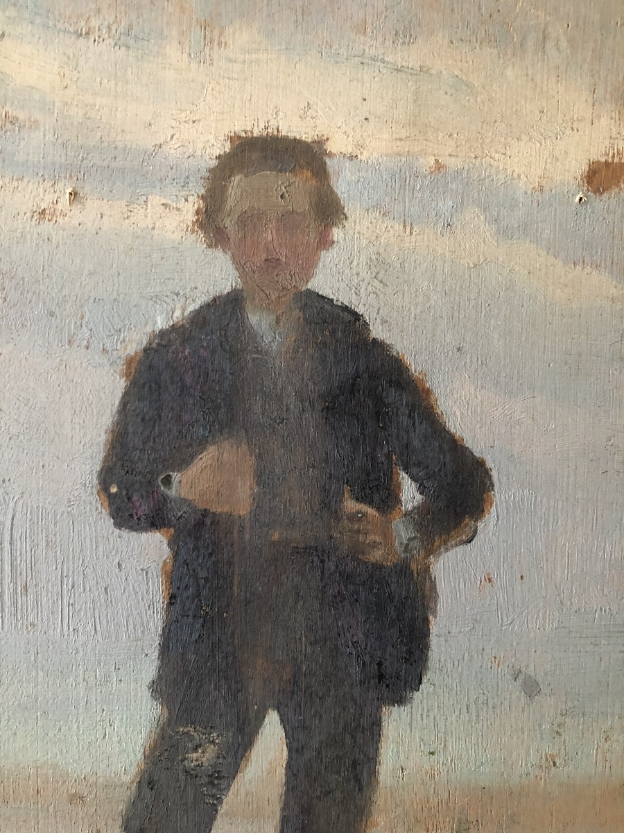 Jules Octave Triquet (1867-1914), Portrait de jeune homme, esquisse, huile sur panneau-photo-2