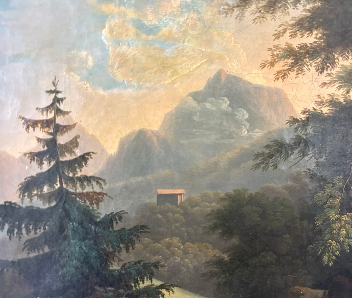 Ecole française néoclassique vers 1830, Paysage: Oedipe enfant détaché de l'arbre par Phorbas-photo-1