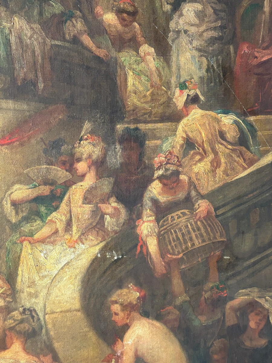 Ecole française fin XVIIIe-début XIXe, Grande scène de cérémonie ou allégorique, huile -photo-3