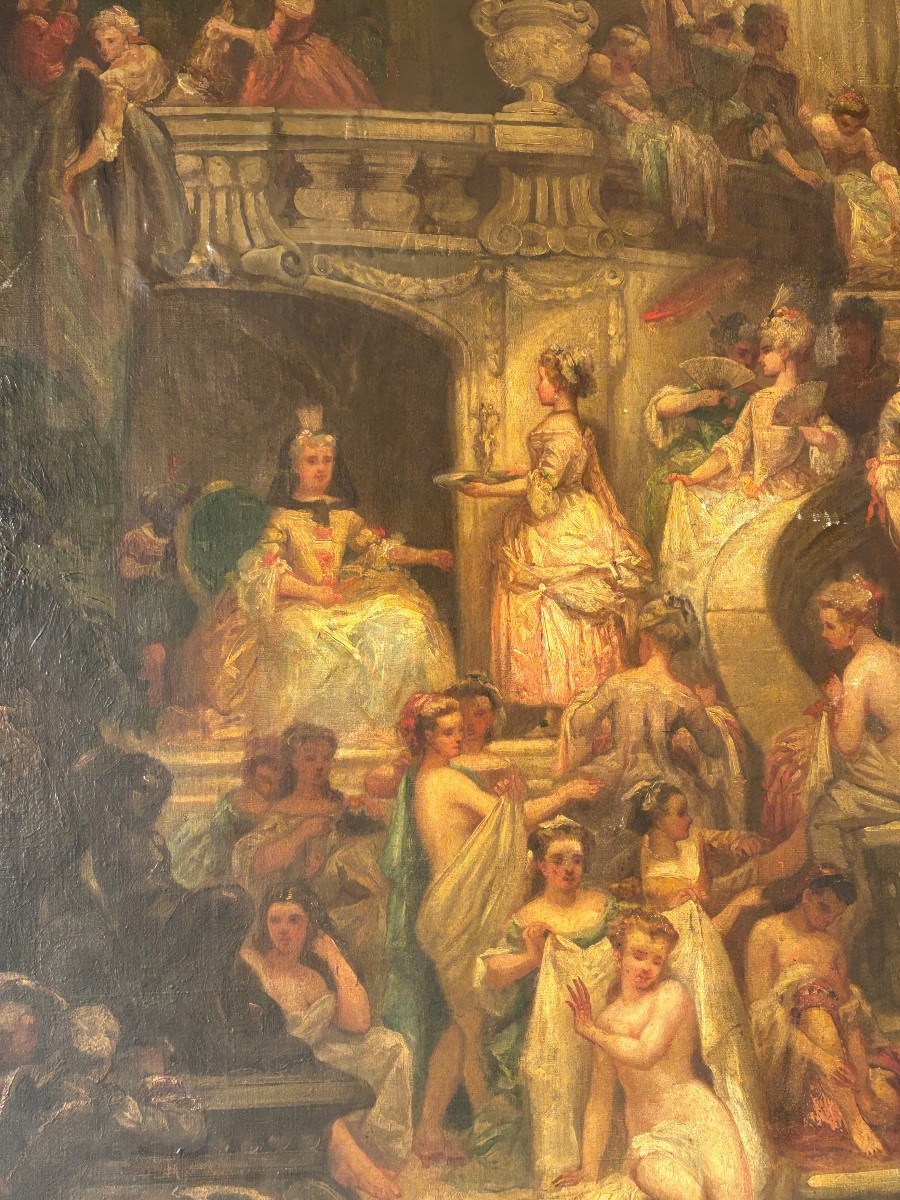 Ecole française fin XVIIIe-début XIXe, Grande scène de cérémonie ou allégorique, huile -photo-3