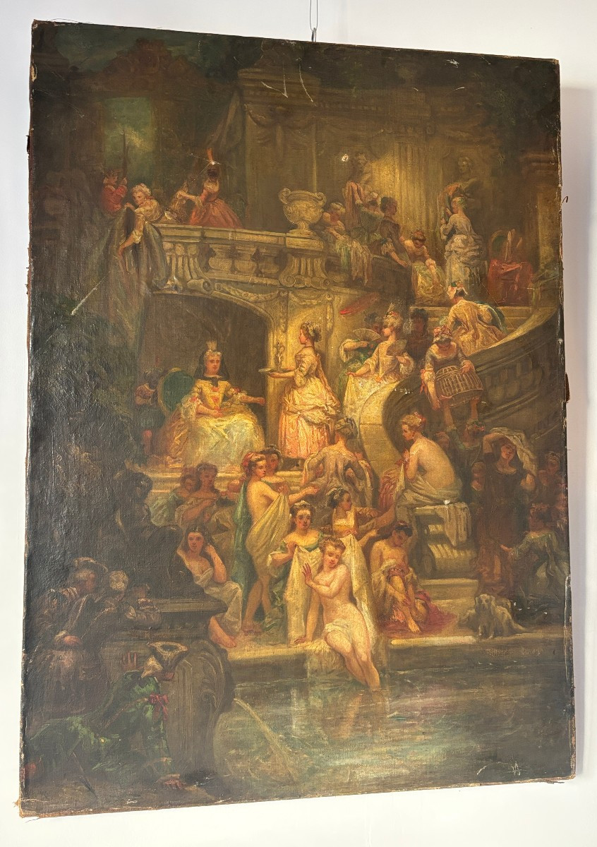 Ecole française fin XVIIIe-début XIXe, Grande scène de cérémonie ou allégorique, huile -photo-6