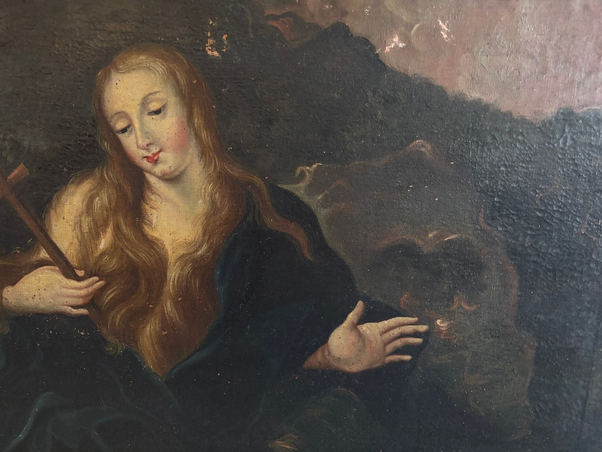 Ecole provençale? 1740, Marie-Madeleine pénitente, grande huile sur toile-photo-4