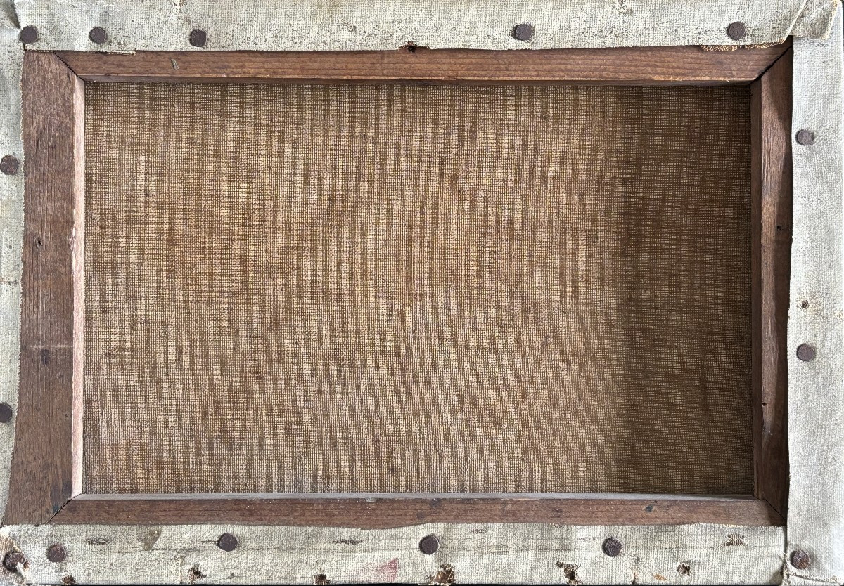 French School, Early 20th Century, Flowers In A Wheelbarrow: Roses And Pansies, Oil On Canvas-photo-1