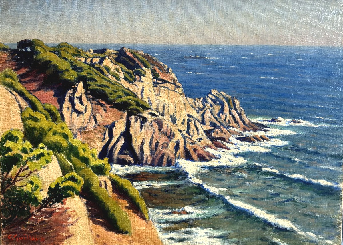 Charles Victor Guilloux (1866-1946), La Côte Sauvage, Huile Sur Toile