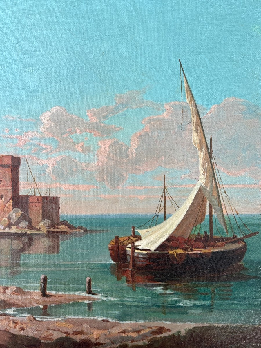 Antoine Claude Ponthus Cinier (Lyon 1812-1885), Attribué à, Pêcheurs dans la baie de Naples-photo-2