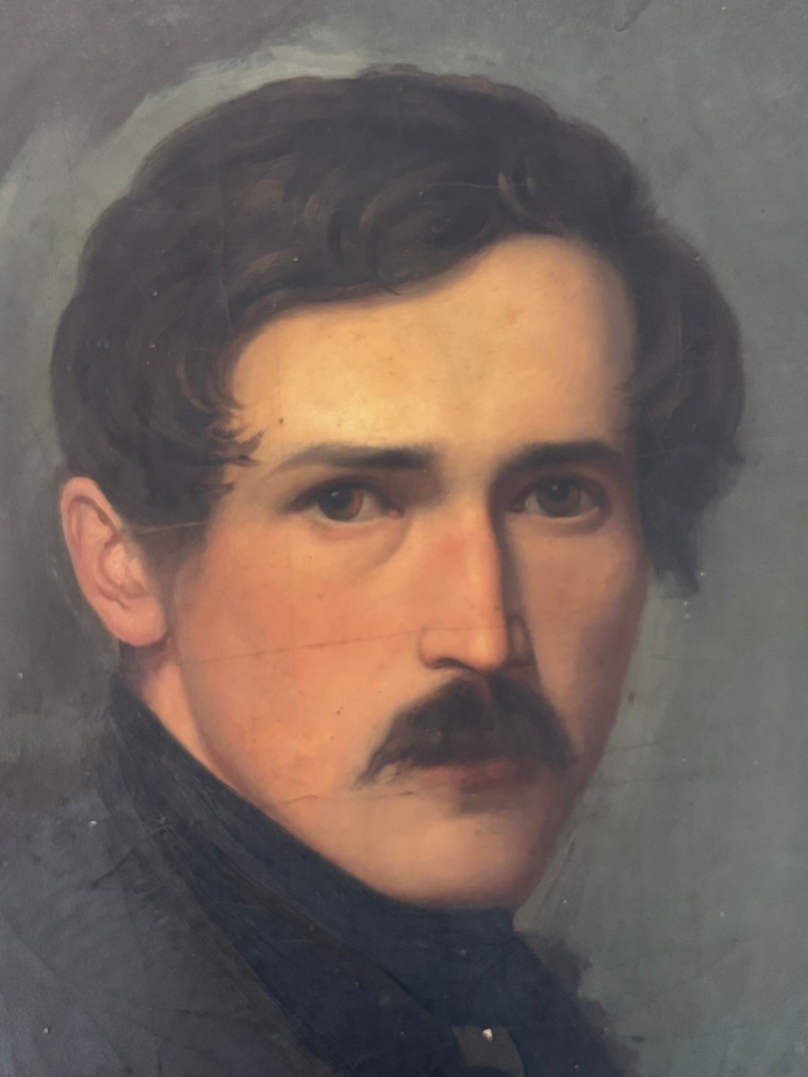 19th Century French Or German Romantic School, Portrait Of A Man, Oil