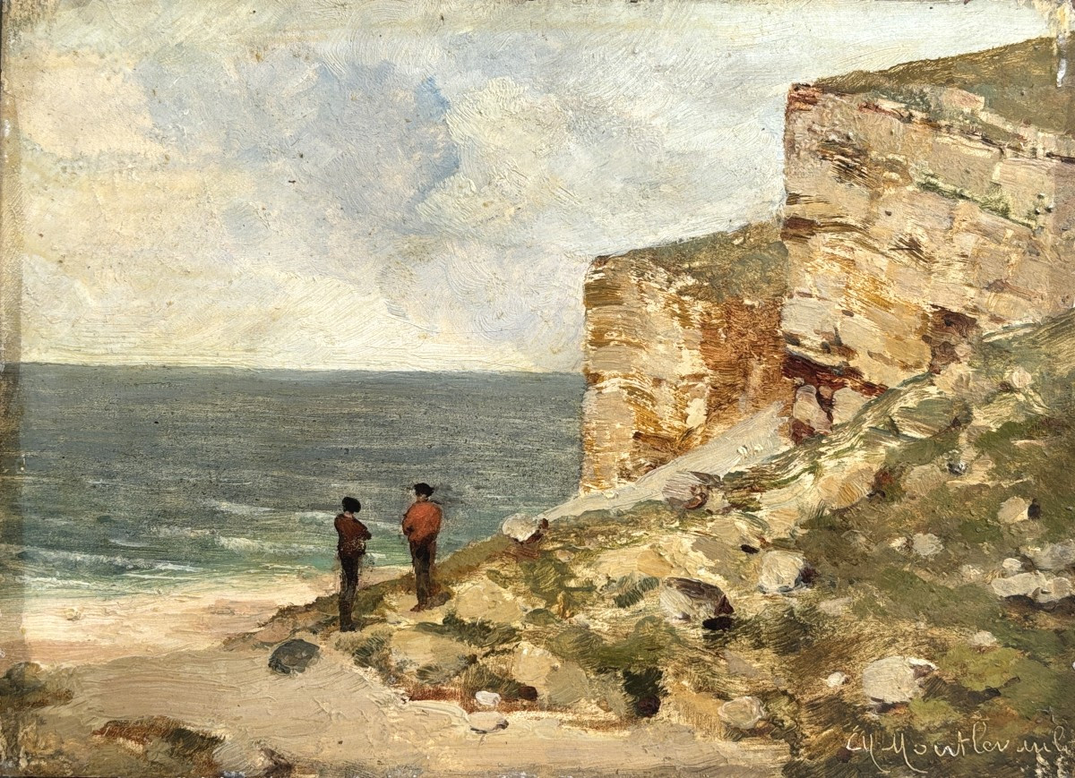 Charles Montlevault (lyon C.1835-1897), Lively Seaside Landscape, Oil