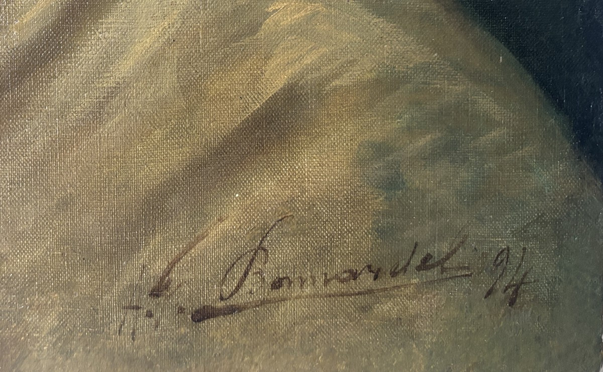 Alexandre François Bonnardel (1864-1942), école lyonnaise, Portrait de femme de profil, huile-photo-3