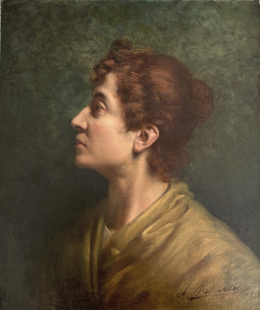 Alexandre François Bonnardel (1864-1942), école lyonnaise, Portrait de femme de profil, huile-photo-4