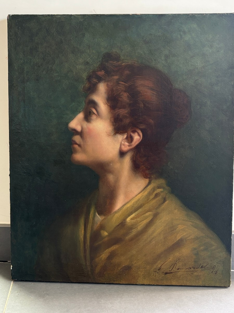 Alexandre François Bonnardel (1864-1942), école lyonnaise, Portrait de femme de profil, huile-photo-1