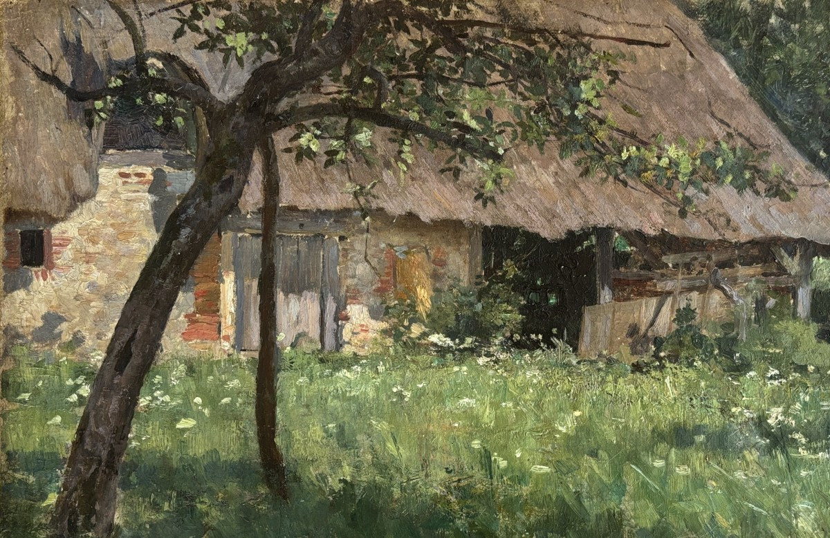 Albert Auguste Fourié (1854-1937), Paysage à La Chaumière à Yport En Normandie, 1892, Oil-photo-2
