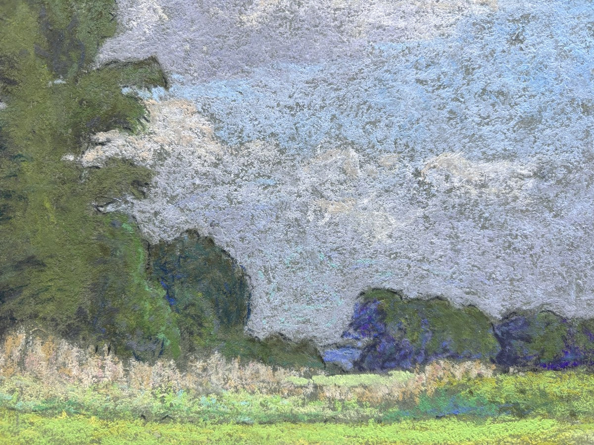 Meulien-verez? Early 20th Century French School, Pair Of Wooded Landscapes, Pastel Drawings-photo-1