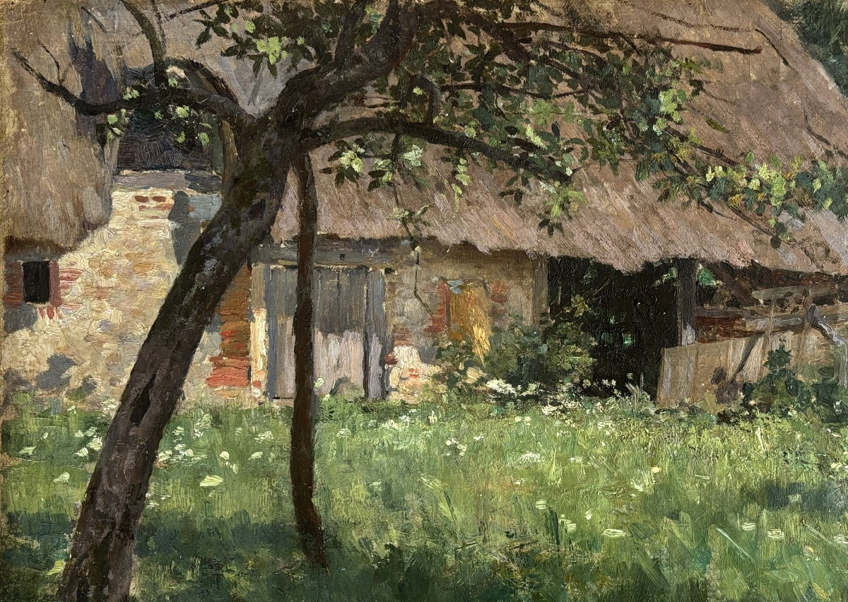 Albert Auguste Fourié (1854-1937), Paysage à La Chaumière à Yport En Normandie, 1892, Oil-photo-2