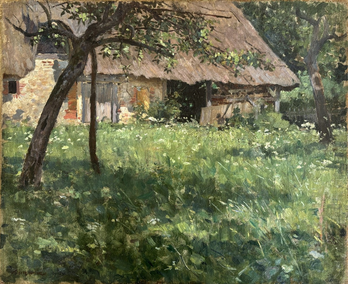 Albert Auguste Fourié (1854-1937), Paysage à La Chaumière à Yport En Normandie, 1892, Oil