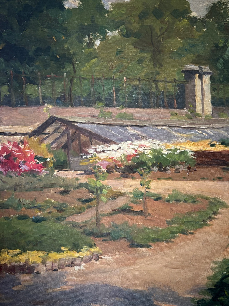 Charles Hirlemann (20th), Roseraie à La Verrière, Oil On Canvas-photo-3