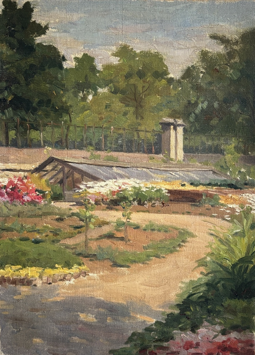 Charles Hirlemann (20th), Roseraie à La Verrière, Oil On Canvas